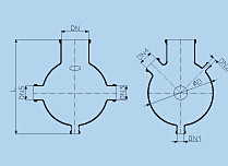 Circulating flask with bottom discharge and necks  ,borosilicate glass 3.3