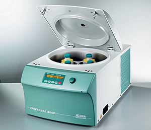 Universal 320R,bench-top centrifuge, refrigerated, microprocessor contolled, with brushless drive, without rotor, max. capacity 4 x 100 ml, max. RPM (speed) 15,000 min-1, max. RCF 21,382