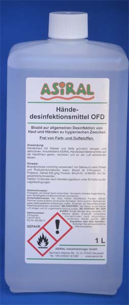 Hndedesinfektion Standardlsung 1.0l , ASiRAL  Hndedesinfektion auf Lager,Biozid, sofort lieferbar</p>Hand disinfection standard solution 1.0l, ASiRAL hand disinfection in stock,Biocide</p>Laborbedarf,Desinfektion,Hndedesinfektion