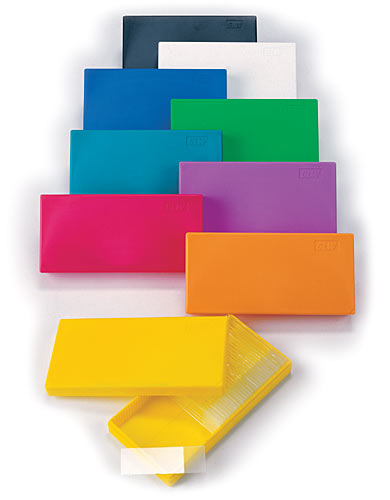 Objekttrgerboxen K50 farbig fr 50 Objekttrger, nicht autoklavierbar
