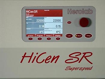 Standzentrifuge HiCen SR, Kapazitt max. 4 x 1000 ml, gekhlt,maximale Drehzahl: 22000 U/min, Maximale relative Zentrifugalbeschleunigung:55000 g, 220V oder 400V,50/60Hz<br>Laborbedarf,Zentrifugen,Highspeedzentrifugen