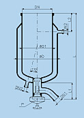Jacketed kettle for built-in bottom closure  RK ,borosilicate glass 3.3