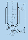 Jacketed kettle for built-in bottom closure  KZA ,borosilicate glass 3.3